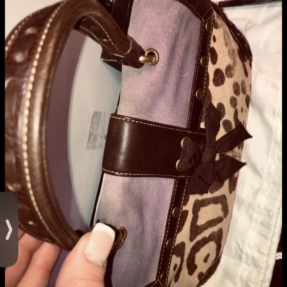 Coach Soho Suede/Real Calf Hair/Leather Whipstitch Satchel w/bow RARE- Large - Picture 3 of 11